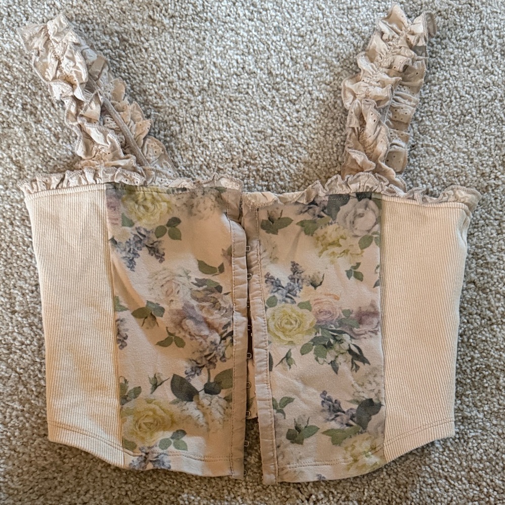Miss Selfridge Floral Ruffle Strap Crop Top